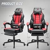 LEMBERI Video Game Chairs with footrest, Big and Tall Gamer Chair for Adults, 400lb Capacity, Racing Style Computer Chair with Headrest and Lumbar Support 2