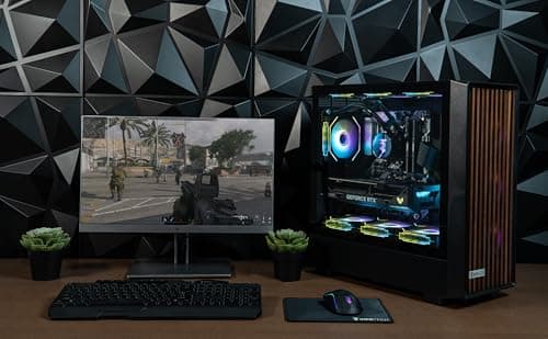 ViprTech Overlord 3.0 Wood Gaming PC - AMD Ryzen 7 7700 (5.3Ghz Liquid Cooled), RTX 5070 Ti 16GB, 32GB DDR5 RGB, 2TB NVMe SSD, 1000W Gold, Keyboard Mouse, VR-Ready, WiFi BT, Computer Desktop, Black 5