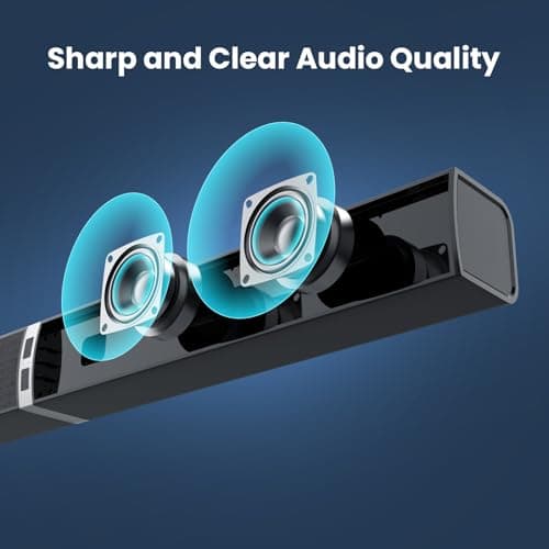 MZEIBO Sound Bar for Smart TV，80W Detachable Bluetooth Soundbar with Powerful Bass, 2-in-1 Home Theater Audio System, ARC/Optical/AUX Connectivity for TV/PC/Laptop/Game Console 3