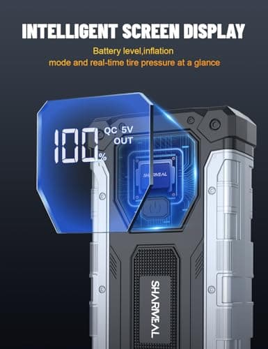 Sharmeal Car Jump Starter 5000A, Jump Starter Battery Pack for 10.0L Gas and 9.0L Diesel, 12V Portable Jump Box with LED Light 5