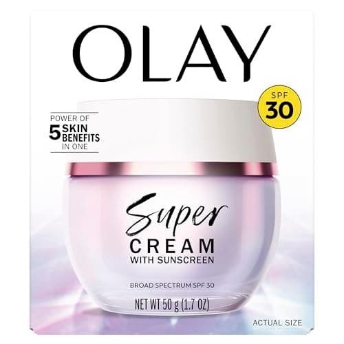 Olay Super Cream with Sunscreen SPF 30, Lightweight Face Moisturizer with Sun Protection, 5-in-1 Skin Care Benefits - Hydrating, Brightening, Firming - Niacinamide, Vitamin C, Collagen Peptide, 1.7 oz 5