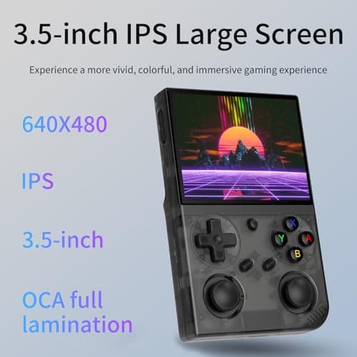 G350 Retro Handheld Game Console , 3.5 Inch IPS Screen Linux System Built-in 64G TF Card 4371 Games Preloaded Handheld Game Console 3200mAh Battery(Transparent Black) 3