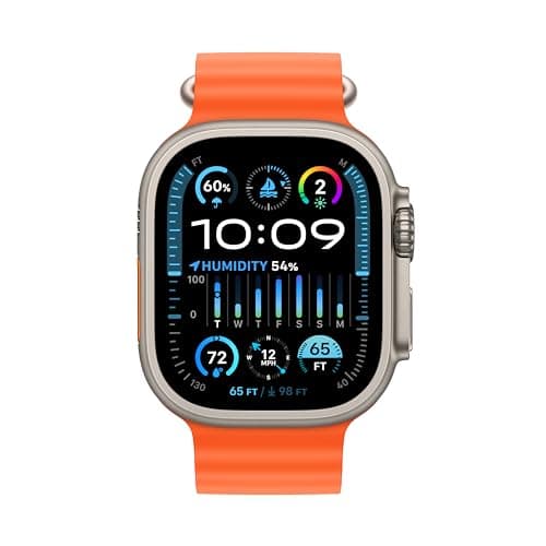 Apple Watch Ultra 2 [GPS + Cellular 49mm] Smartwatch with Rugged Titanium Case & Orange Ocean Band One Size. Fitness Tracker, Precision GPS, Action Button, Extra-Long Battery Life 2