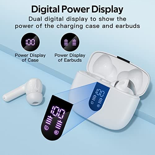 TAGRY Bluetooth Headphones True Wireless Earbuds 60H Playback LED Power Display Earphones with Wireless Charging Case IPX5 Waterproof in-Ear Ear buds with Mic for TV Smart Phone Laptop Computer Sports 2
