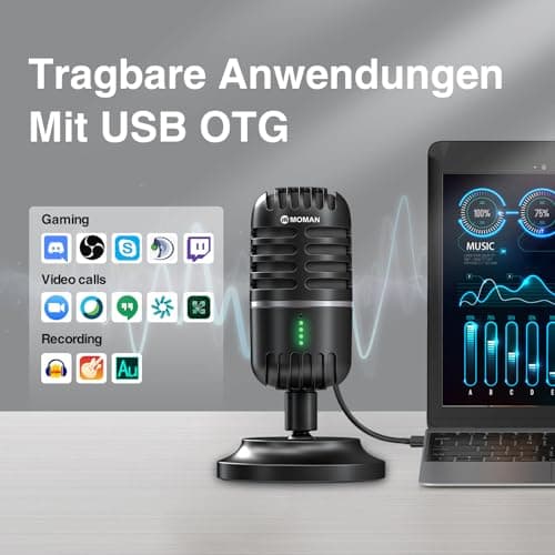 Microphone PC, Streaming Microphone for PC, PS4, PS5, Condenser Microphones USB C for Gaming, Podcast, Recording, Streaming, with Mute/Gain, Adapter for Phone, Compatible with Mac, Winows 5