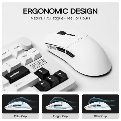 EPOMAKER Click Lite Wireless Gaming Mouse, 800 to 12,000 DPI Adjustable, PAW3311 Sensor, 500mAh, 59g, 2.4G/BT/USB-C Rechargeable Wireless Mouse with 5 Programmable Buttons for PC/Mac/Linux (White) 3