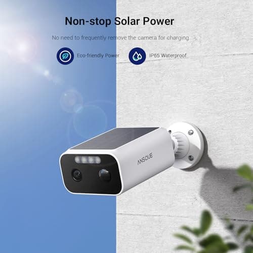 ANSQUE Solar Security Cameras Wireless Outdoor, 4-Cam-Kit, 2K Home Security Camera System, 365-Day Battery Life, No Subscription Fee, Easy to Install, Color Night Vision, Local Storage 4