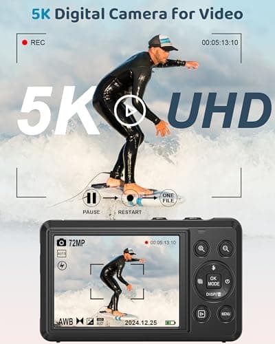 5K Digital Camera - 72MP UHD Digital Cameras for Photography - Autofocus Point and Shoot Small Camera with Flash for Kids - 2.8 Inch Screen Compact Portable Vlogging Camara with 16X Zoom, 32GB SD Card 2