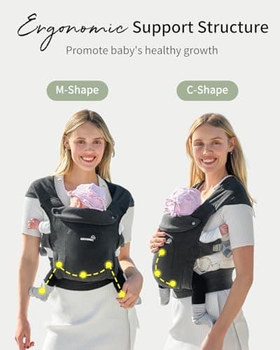GROWNSY Baby Carrier Newborn to Toddler, Cozy Baby Wraps Carrier, Ergonomic Baby Carrier with Head Support, Deep Grey 4