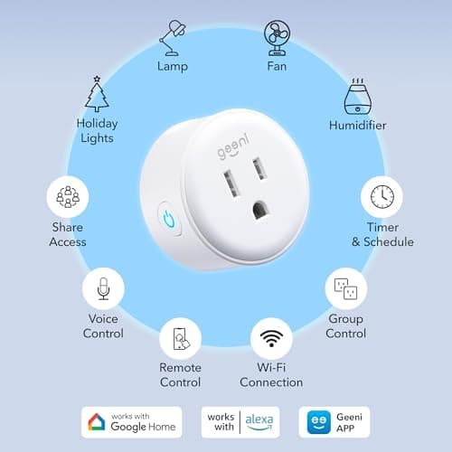 Geeni Dot Smart Plug with 2.4GHz WiFi Connectivity – 2-Pack Compact, Fire-Resistant Smart Outlet Plugs with Schedule & Timer – No Hub Needed, Supports Alexa & Google 2
