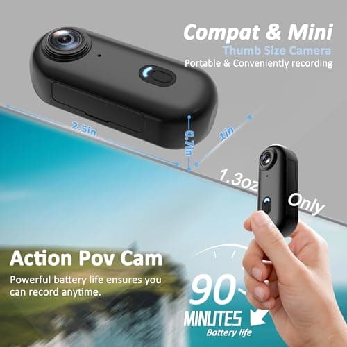 4K Mini Body Camera 128GB - Action Body Cam with Audio & Video- Thumb Hands Free Waterproof Recording Wearable Cameras - Pov Worn Portable Personal Camcorder - for Work Travel Pet Walk Swim 2
