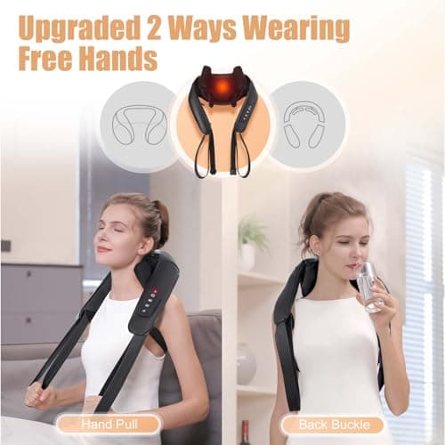 MASGRE Shiatsu Back and Neck Massager, Cordless Shoulder Massager with Heat, Electric Deep Tissue 3D Kneading Massage Pillow for Shoulder, Leg, Body Muscle Pain Relief, Gifts for Men Women 2