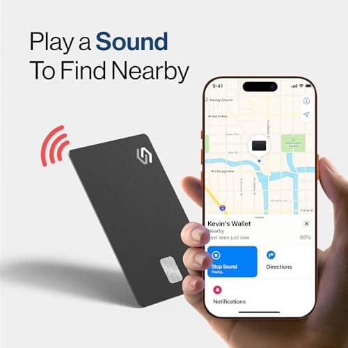 SPOTMINDERS Apple MFi Certified Credit Card Wallet Tracker PRO (iOS Only) Works with Apple Find My Tracking Card for Wallet Rechargeable Tag IP68 0.07in Slim iPhone Item Finder for Luggage Tags Purse 3