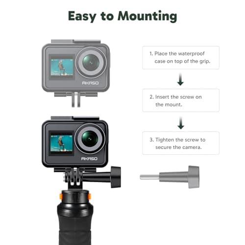 AKASO Waterproof Floating Hand Grip Action Camera Accessories for Gopro Hero 13/12/11/10/ 9/Max/DJI Osmo Action EK7000/Brave 4/Brave 7 LE/Brave 7 Action Camera Handle Mountfor Water Sports 3