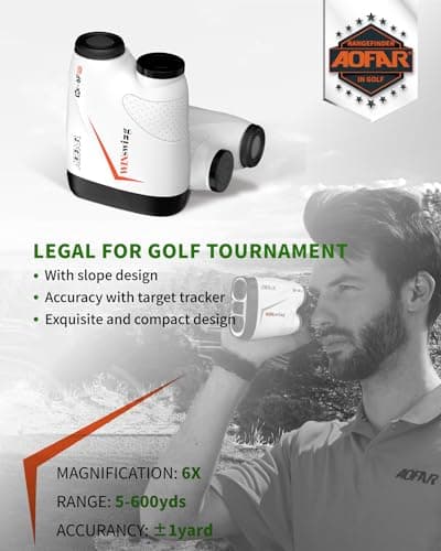 AOFAR GX-6F PRO Golf Rangefinder with Slope and Angle Switch, Flag Lock with Pulse Vibration and Continuous Scan, Tournament Designed, 600 Yards Rangefinder for Distance Measuring 2