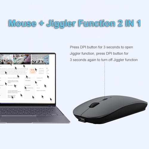 SUNGI Bluetooth Mouse,Wireless Slim Silent Mouse Jiggler Rechargable Mouse for iPad/MacBook/Tablet/PC/iPhone/Cellphone,Gray 3