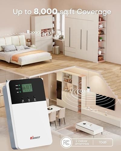 Cell Phone Booster for Home Office, Cover 8000 sq ft with 2 Indoor Antennas for All US Carriers, Cell Phone Signal Booster for Destination RV 4G 5G LTE Verizon AT&T T-Mobile APP Support FCC 2