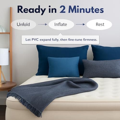 King Koil Luxury Built-in Pillow Top Queen Air Mattress with Built-in High-Speed Pump Best for Home, Camping, Guests, 20" Queen Size Double High Airbed, Blow Up Mattress, Waterproof, 1-Year Warranty 5