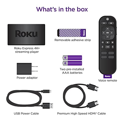 Roku Express 4K+ | Roku Streaming Device 4K/HDR with Voice Remote, Free & Live TV 5