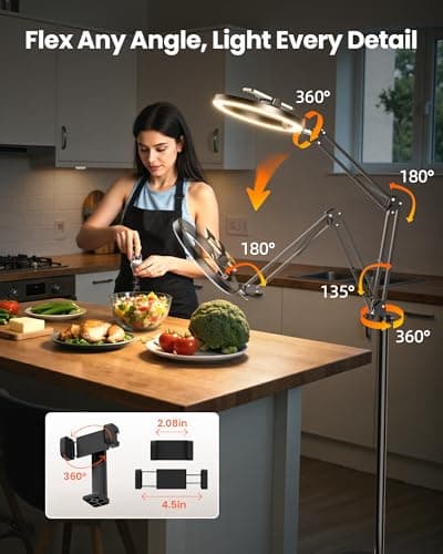 Ring Light with Stand Tripod for iPhone – Evershop 10” Overhead Camera Mount, 70.8” Tall Adjustable Selfie Light with Phone Holder for Video Recording, Photography, Streaming, TikTok, YouTube 3