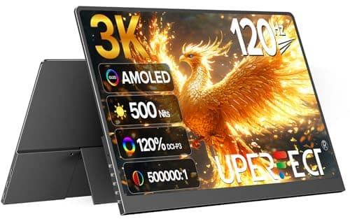 UPERFECT OLED Portable Monitor 14", 3K 2880x1800 | 120Hz | 0.1ms Portable Gaming Monitor, 500 Nits |120% DCI-P3 | 500000:1 Contrast | Ultra-Slim Design for Laptop Mini PC Phone Game Consoles