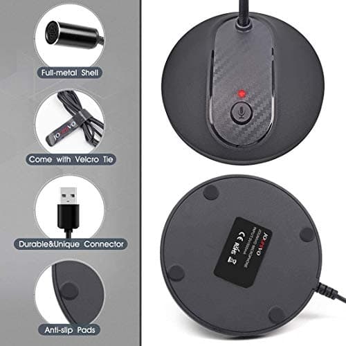 JOUNIVO USB Microphone, 360 Degree Adjustable Gooseneck Design, Mute Button & LED Indicator, Noise-Canceling Technology, Plug & Play, Compatible with Windows & MacOS 3