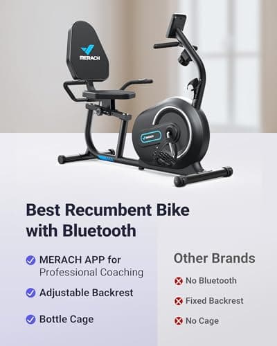MERACH Recumbent Exercise Bike for Home with Smart Bluetooth and Exclusive App Connectivity, LCD, Heart Rate Handle, S08 Magnetic Recumbent Bikes, Black 2