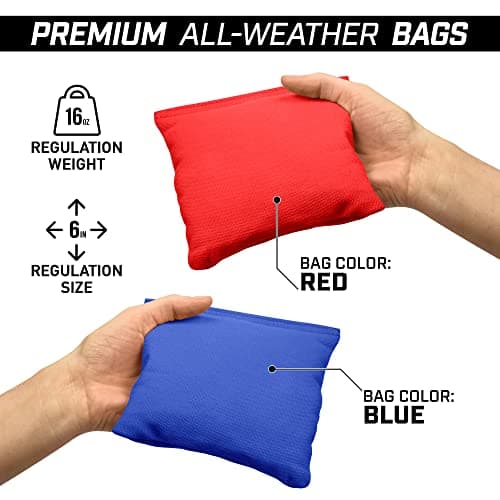 GoSports Solid Wood Premium Cornhole Set - Choose Between 4 Feet x 2 Feet or 3 Feet x 2 Feet Game Boards, Includes Set of 8 Corn Hole Toss Bags 4