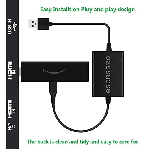 Oassuose USB Power Cable Adapter for Fire TV Stick,Powers Streaming TV Sticks Directly from T V USB Port(Eliminates AC Adapter and Very Long Power Cable) 3