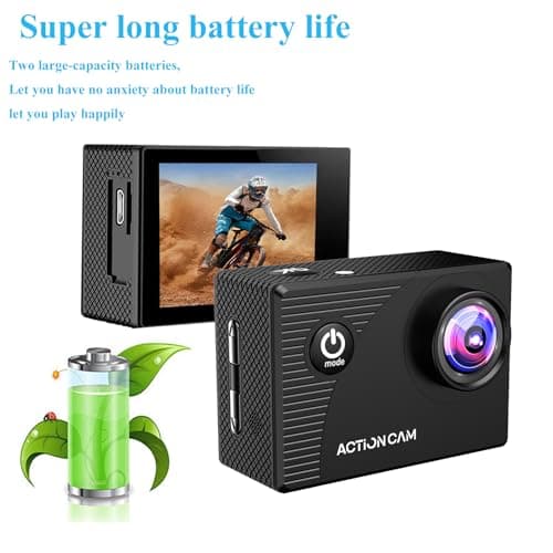 Xilecam Action Camera 1080P 30fps Sports Camera 40m/131ft Underwater Waterproof with 2 Batteries and Multi-Function Accessory 4