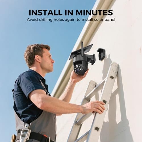 LITYMOL 2K Solar Cameras for Home Security, 360° View Security Cameras Wireless Outdoor, Color Night Vision, Siren Alarm, 2-Way Audio, AI Detection, SD/Cloud Storage, 2.4GHz WiFi 2