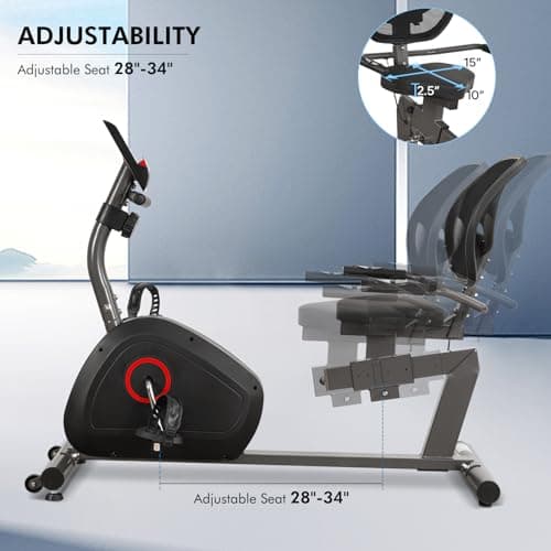 BODIOO Recumbent Exercise Bike for Home Use, Quiet Recumbent Stationary Bikes for Adults & Seniors, 8-Level Resistance, Adjustable Seat, Workout Equipment for Gym, Pulse Sensors & LCD Display 9