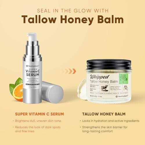 Beef Tallow Honey Balm for Skin: 100% Grass Fed Whipped Organic Moisturizer with Organic Raw Honey, Jojoba Oil, Vitamin E – Natural Face and Body Care for Mature, Dry or Sensitive Skin, 2oz 3