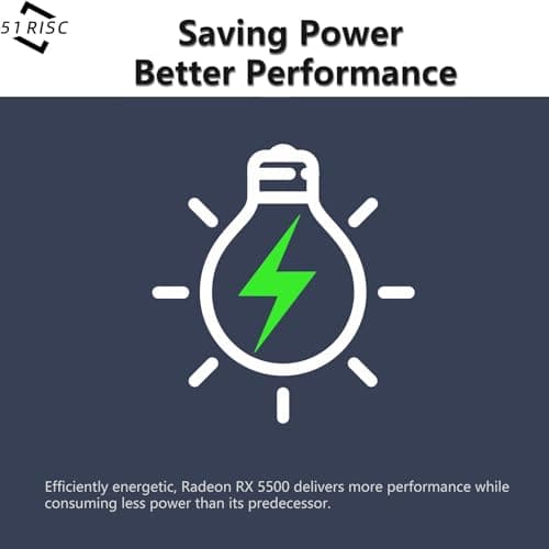 51RISC RX 5500 Graphics Card, TDP 150W 8GB GDDR6 128bit PCIe 4.0 Metal-Backplate HDMI DP Gaming Video Card for Desktop (Radeon RX 5500 8GB) 5