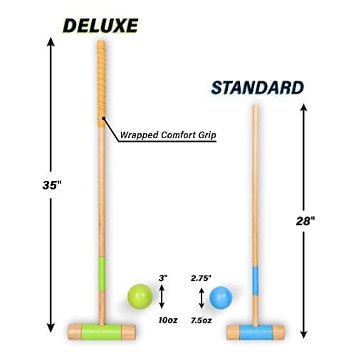 GoSports Six Player Croquet Set for Adults & Kids - Modern Wood Design - Choose Deluxe (35") or Standard (28") 5