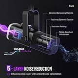 FIFINE USB/XLR Dynamic Microphone for Podcast Recording, PC Computer Gaming Streaming Mic with RGB Light, Mute Button, Headphones Jack, Desktop Stand, Vocal Mic for Singing YouTube-AmpliGame AM8 4