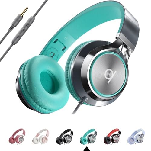ARTIX CL750 Wired Headphones with Mic & Volume Control — Noise Isolating On-Ear Headphones for Computer and Laptop Wired, Plug in Corded Headphone Over Ear with Wire (Foldable, Aux Jack 3.5mm)