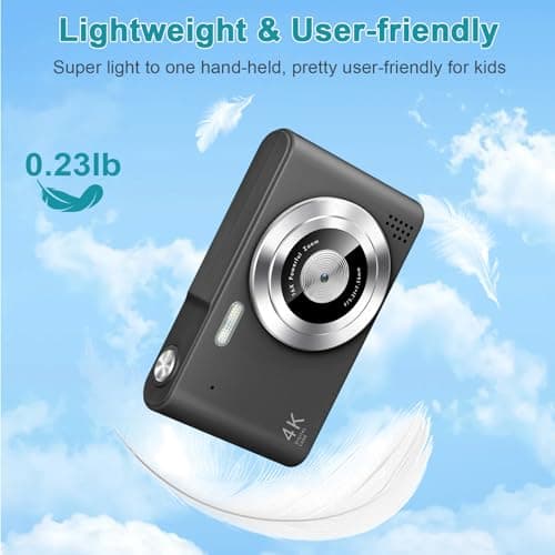 Digital Camera, Camera for Kids, UHD 4K 48MP Point and Shoot Digital Cameras with 64GB SD Card and 16X Digital Zoom Anti Shake, Compact Portable Small Gift for Boys Girls Students, Black 5