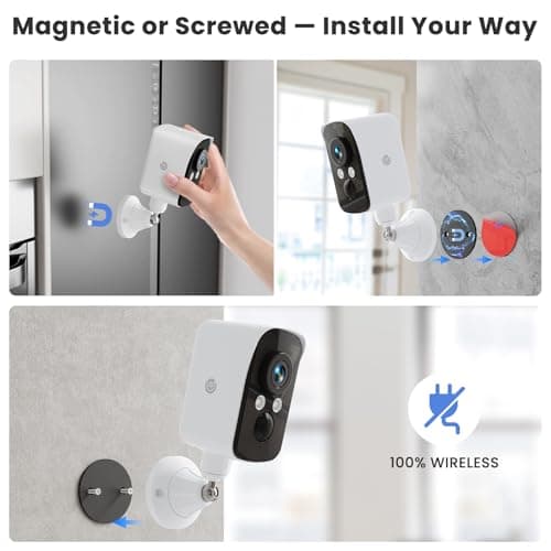 300° Pan Wireless Outdoor Security Camera, No Subscription Free 7-Day Cloud/SD, AI Detection, Magnetic Mount, Battery Powered, 2.4G WiFi, 2K, Night Vision, 360° View, 2-Way Talk, Home Security, IP65 2