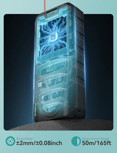 Laser Measure 50M/165ft,RockSeed Digital Laser Distance Meter with 2 Bubble Levels,Portable M/in/Ft Unit Switching Backlit LCD and Measuring Distance/Area/Volume/Pythagorean 2