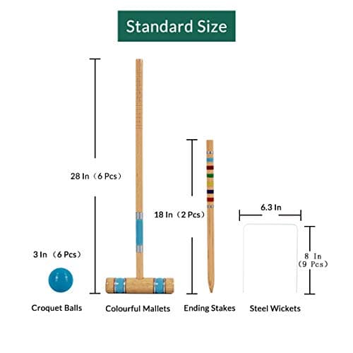 ApudArmis Six Player Croquet Set with Premiun Rubber Wooden Mallets 28In,Colored Ball,Wickets,Stakes - Lawn Backyard Outdoor Game Set for Adults/Teenagers/Family (Large Carry Bag Including) 2