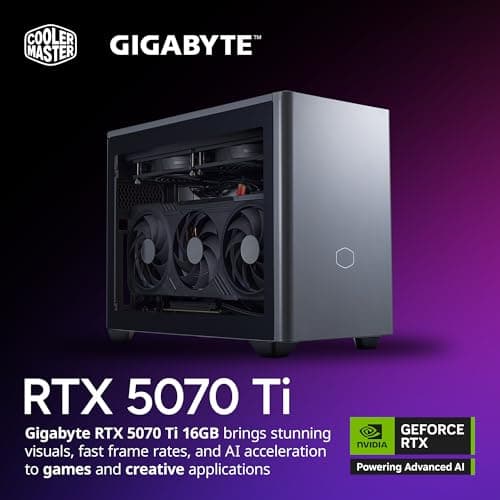 Cooler Master NR2 Pro Mini ITX – Intel Ultra 7 265F 2.4GHz (5.3 GHz Turbo) | Gigabyte RTX 5070 Ti 16GB & B860I AORUS PRO ICE| 32GB DDR5 6000MHz | 2TB Gen4 M.2 | WiFi | Windows 11 | 280mm AIO Gaming PC 5
