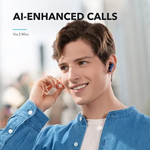 Soundcore by Anker P20i True Wireless Earbuds, 10mm Drivers with Big Bass, Bluetooth 5.3, 30H Long Playtime, Water-Resistant, 2 Mics for AI Clear Calls, 22 Preset EQs, Customization (Blue) 4