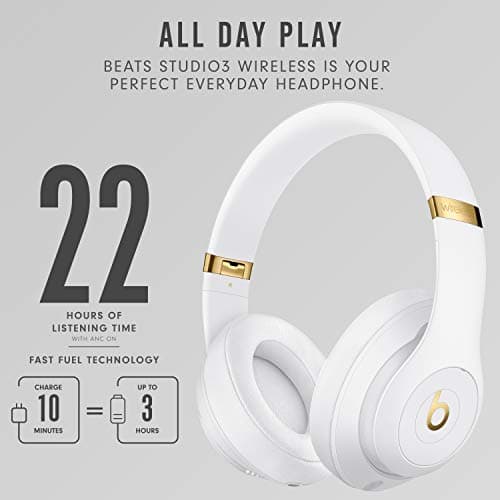 Beats Studio3 Wireless Noise Cancelling Over-Ear Headphones - Apple W1 Headphone Chip, Class 1 Bluetooth, 22 Hours of Listening Time, Built-in Microphone - White 5