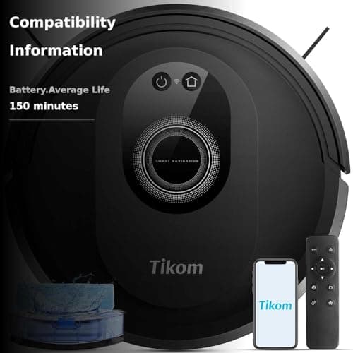 Tikom Robot Vacuum and Mop Combo, 5000Pa Robotic Vacuum Cleaner, 150 Min Max, App & Remote Control, Ideal for Hard Floor, Carpet, Pet Hair, Self-Charge(G8000 Max) 3