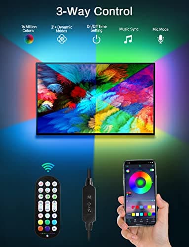 MATICOD LED Lights for TV, 13.1ft TV Lights for 45-60in, Music Sync Color Changing Tv Backlight with Bluetooth Smart App Remote Control, USB Powered RGB 5050 RGB Strip Light for Xmas Decor 2