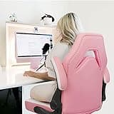 N-GEN Video Gaming Chair Ergonomic Computer Desk Office Chair with Lumbar Support Adjustable Height Swivel Wheels Flip-Up Arms PU Leather Home and Office (Pink) 2