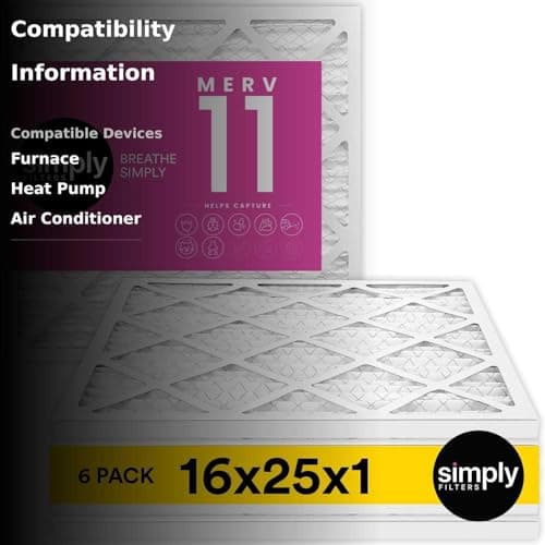 Simply 16x25x1 Air Filter, Merv 11, MPR 1000, 6 Pack, Furnace Air Filter for HVAC (Actual Size: 15.75"x24.75"x0.75") DUST, Pet, & Allergy Control 3