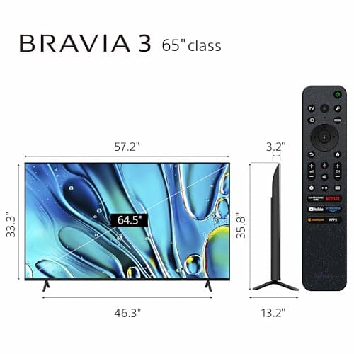 Sony 65-Inch Class 4K Ultra HD BRAVIA 3 LED Smart TV with Google TV Dolby Vision HDR, PS5 Exclusive Features, K-65S30 2
