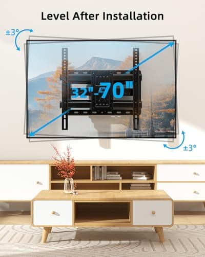 HOME VISION TV Wall Mount for 32-70 Inch TV with Soundbar Bracket, Full Motion TV Bracket with Articulating Dual Arms, Swivel and Tilt, Fits 8" 12" 16" Stud, Max VESA 400X400mm, Up to 132lbs 4